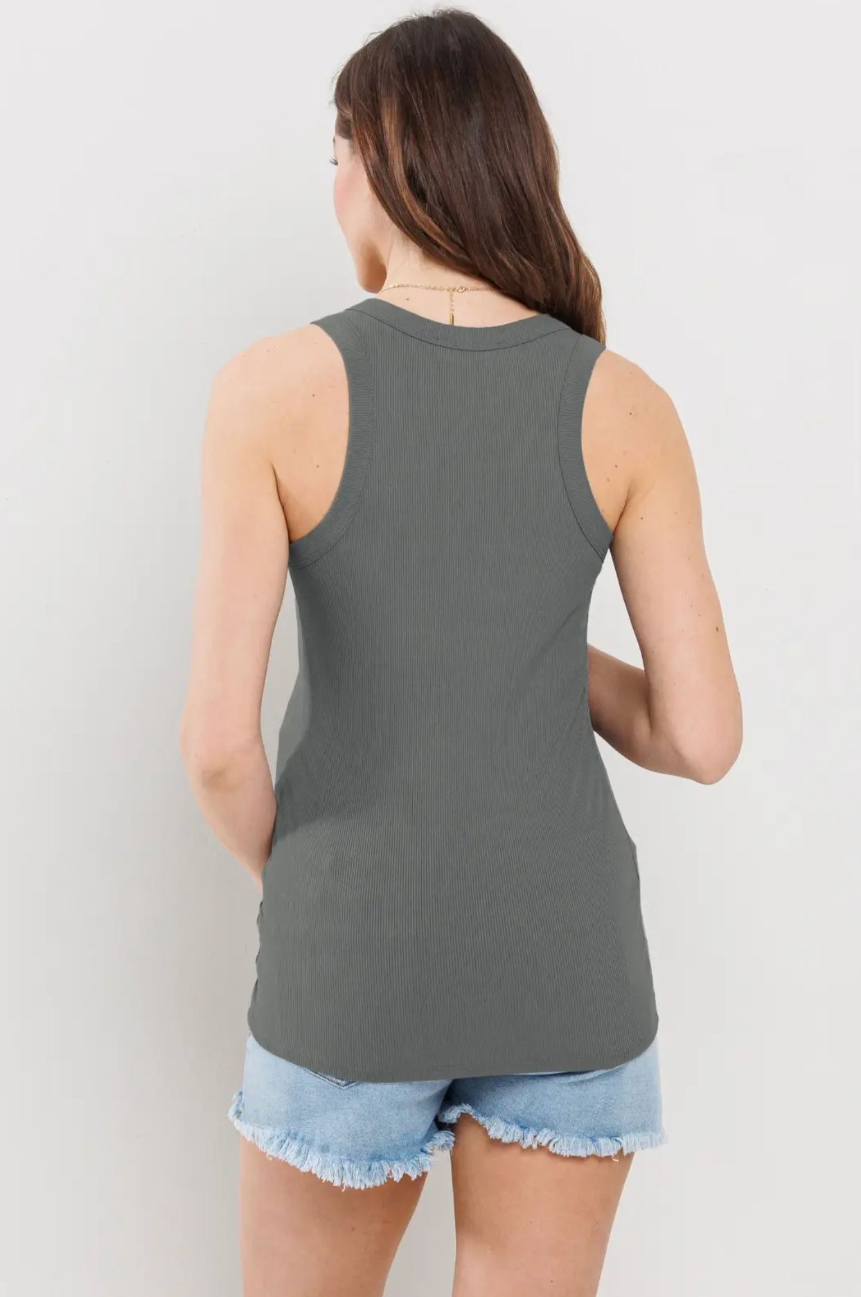 Dusty Olive Scoop Neck Maternity Tank