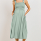 Sage Smocked Midi Dress