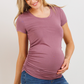 Mauve Round Neck Ruched Maternity Top