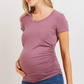 Mauve Round Neck Ruched Maternity Top