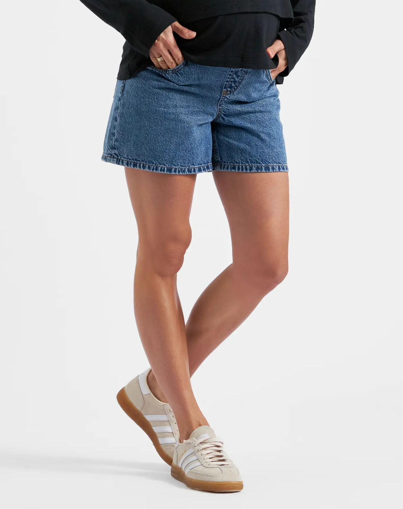 Brooklyn Denim Maternity Shorts - Mid Wash