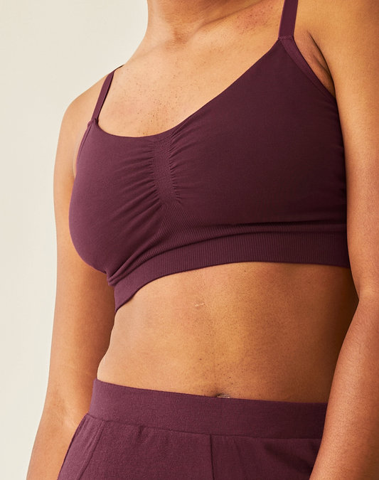 Sublime Bamboo Hands-Free Pumping Lounge & Sleep Bra - Deep Burgundy