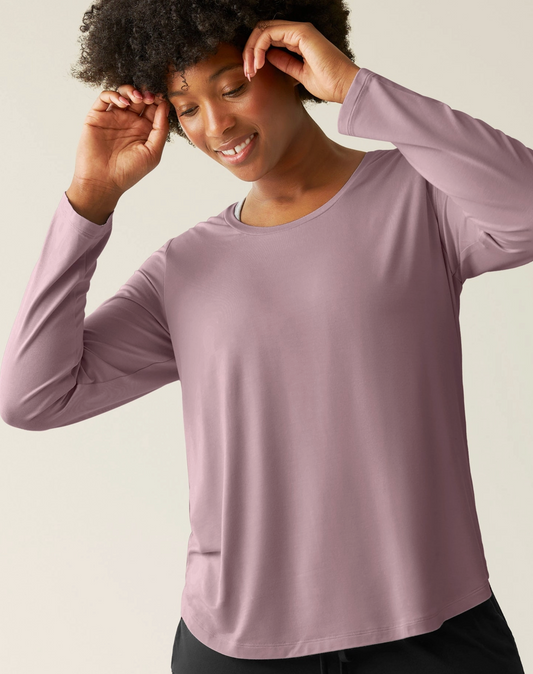 Bamboo Nursing & Maternity Long Sleeve Top - Dusty Mauve