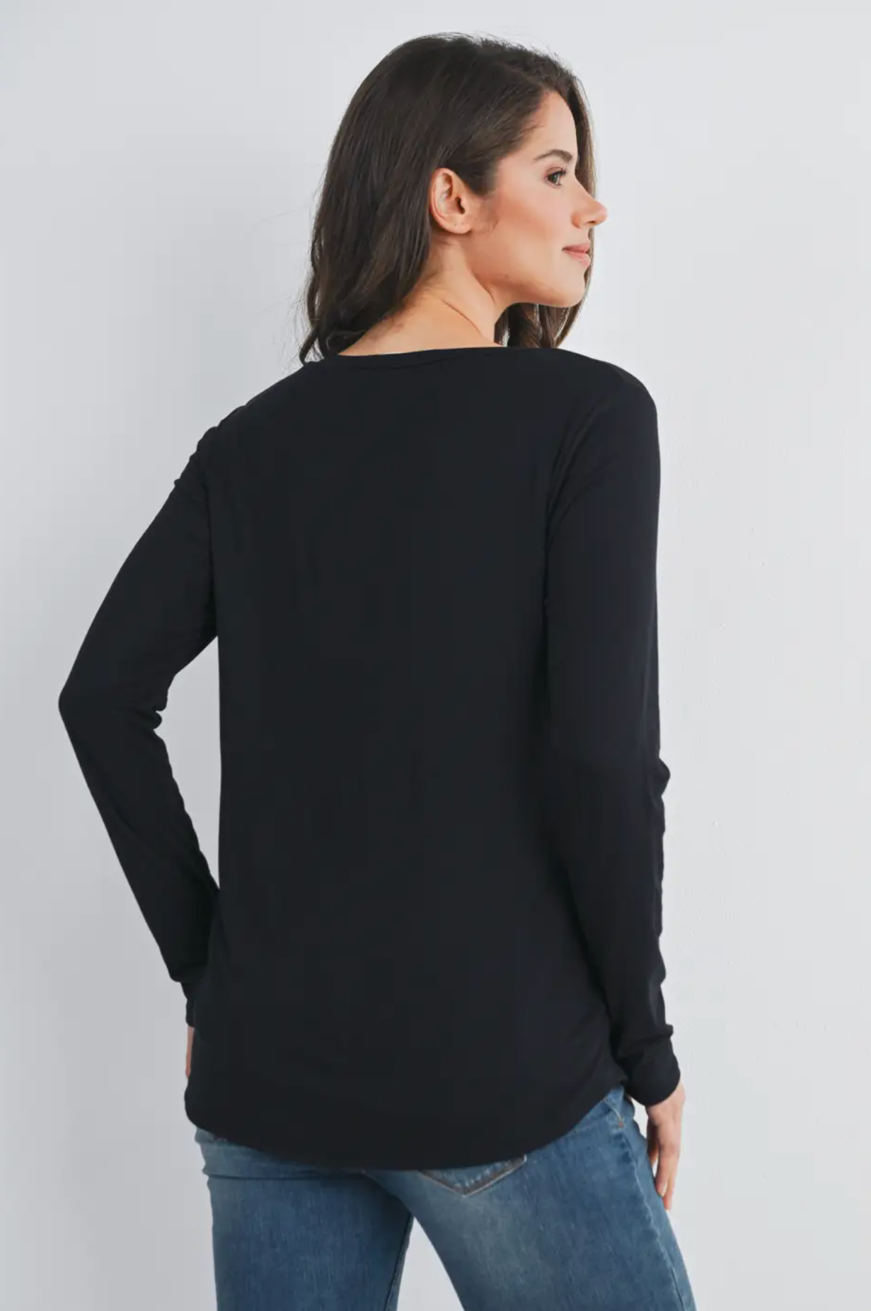Black Scoop Neck Maternity & Nursing Top
