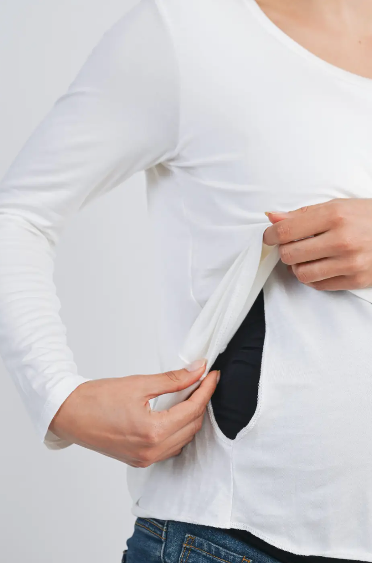 Ivory Scoop Neck Maternity & Nursing Top