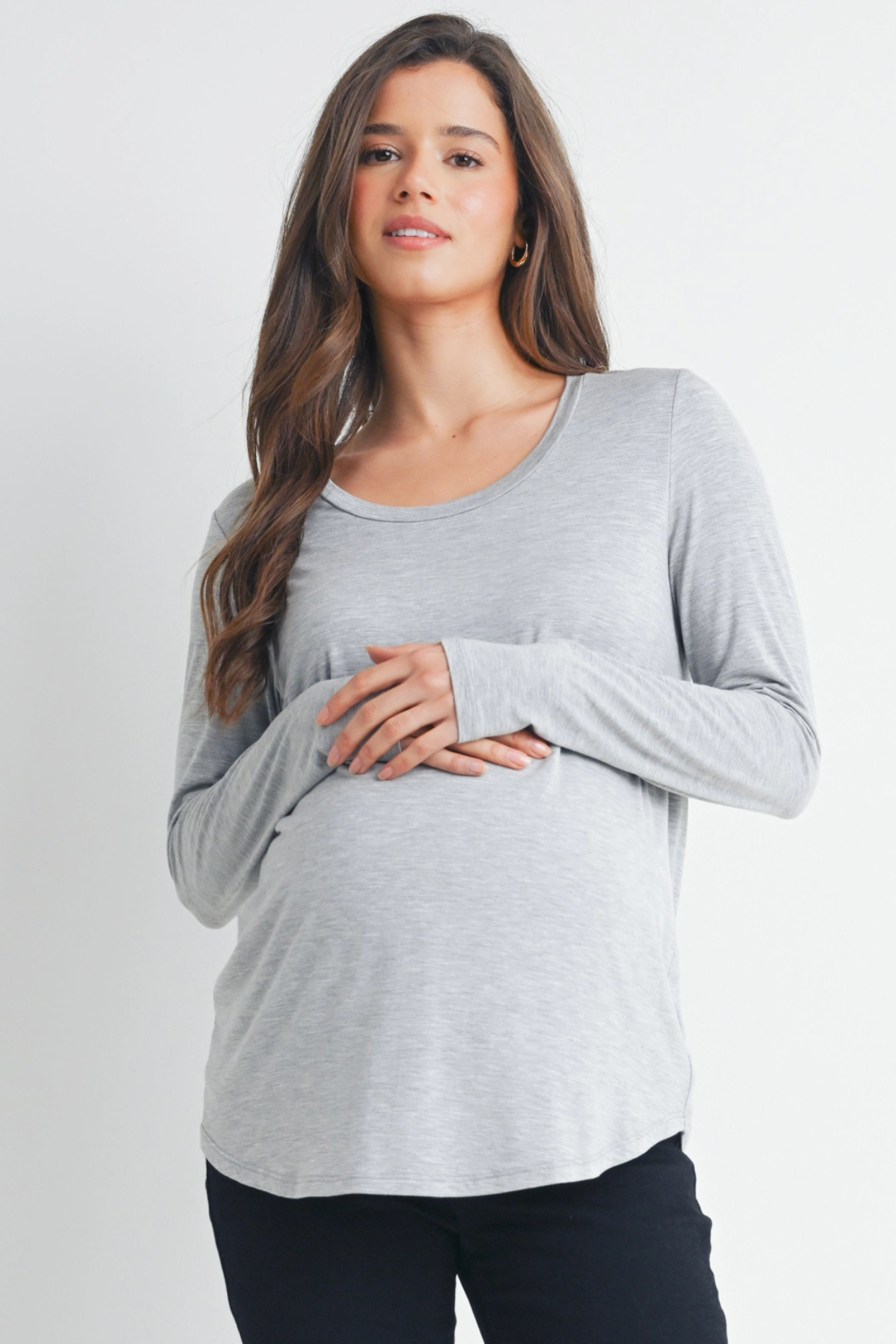 Heather Grey Scoop Neck Maternity & Nursing Top