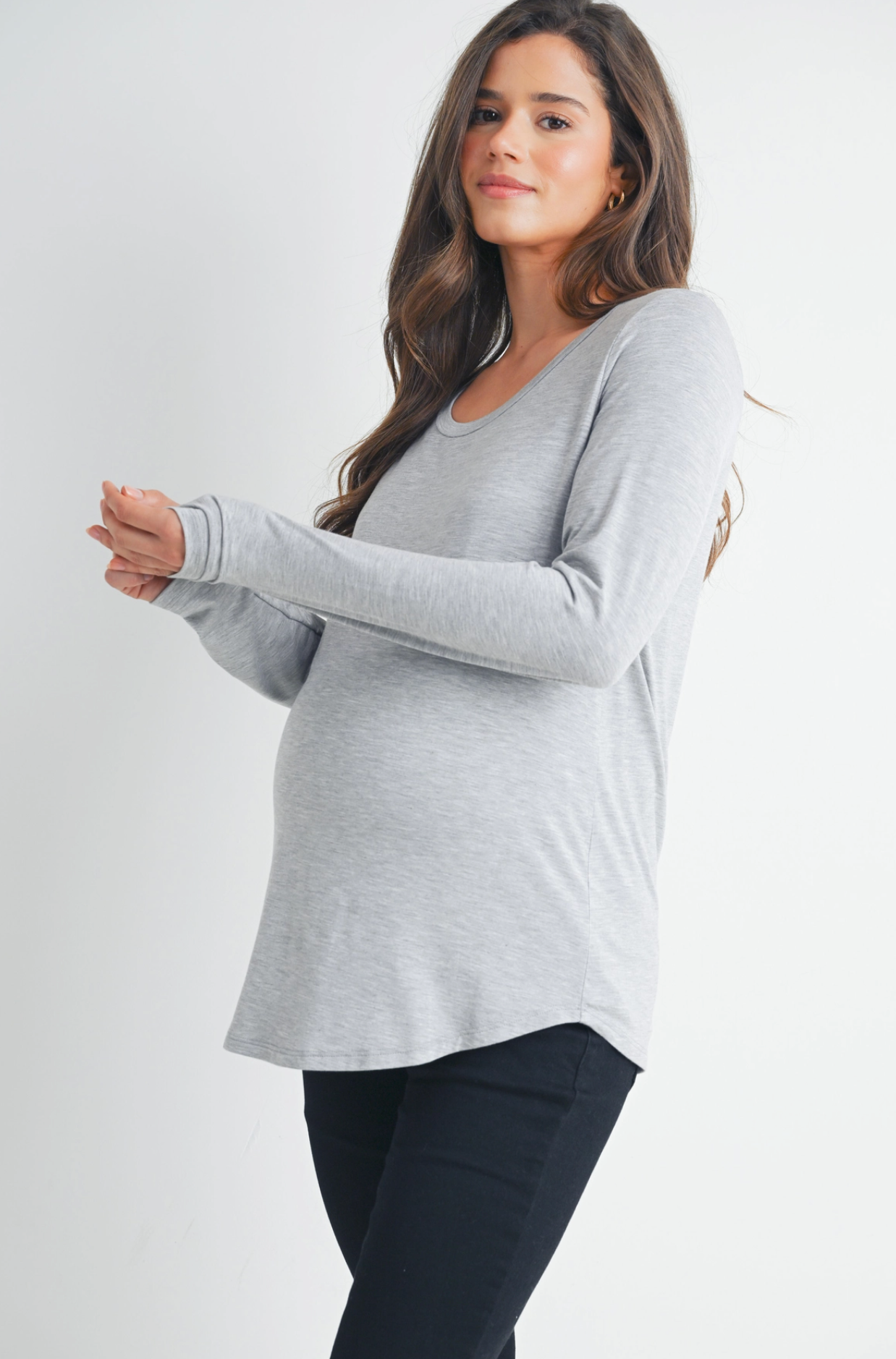 Heather Grey Scoop Neck Maternity & Nursing Top
