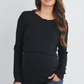 Black Lettuce Edge Rib Knit Maternity & Nursing Top