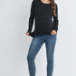 Black Lettuce Edge Rib Knit Maternity & Nursing Top
