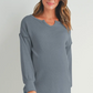 Dusty Grey Rib Knit Maternity Top