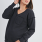 Black Terry V-Neck Pocket Pullover