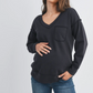 Black Terry V-Neck Pocket Pullover