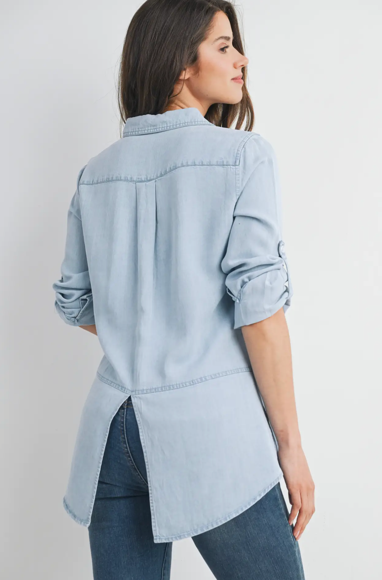 Button Down Light Chambray Maternity Top
