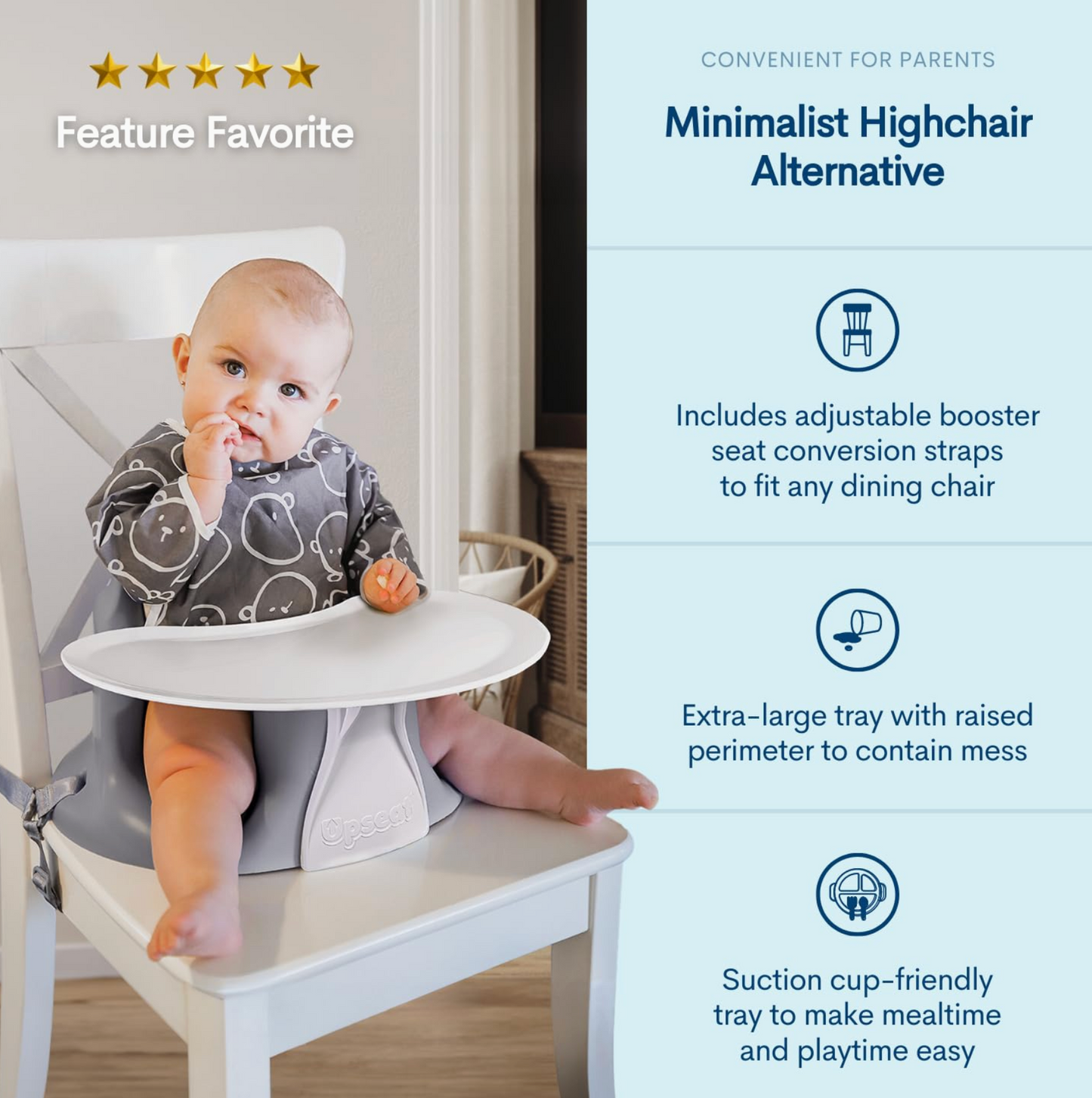 Upseat Baby Floor and Booster Seat with Tray