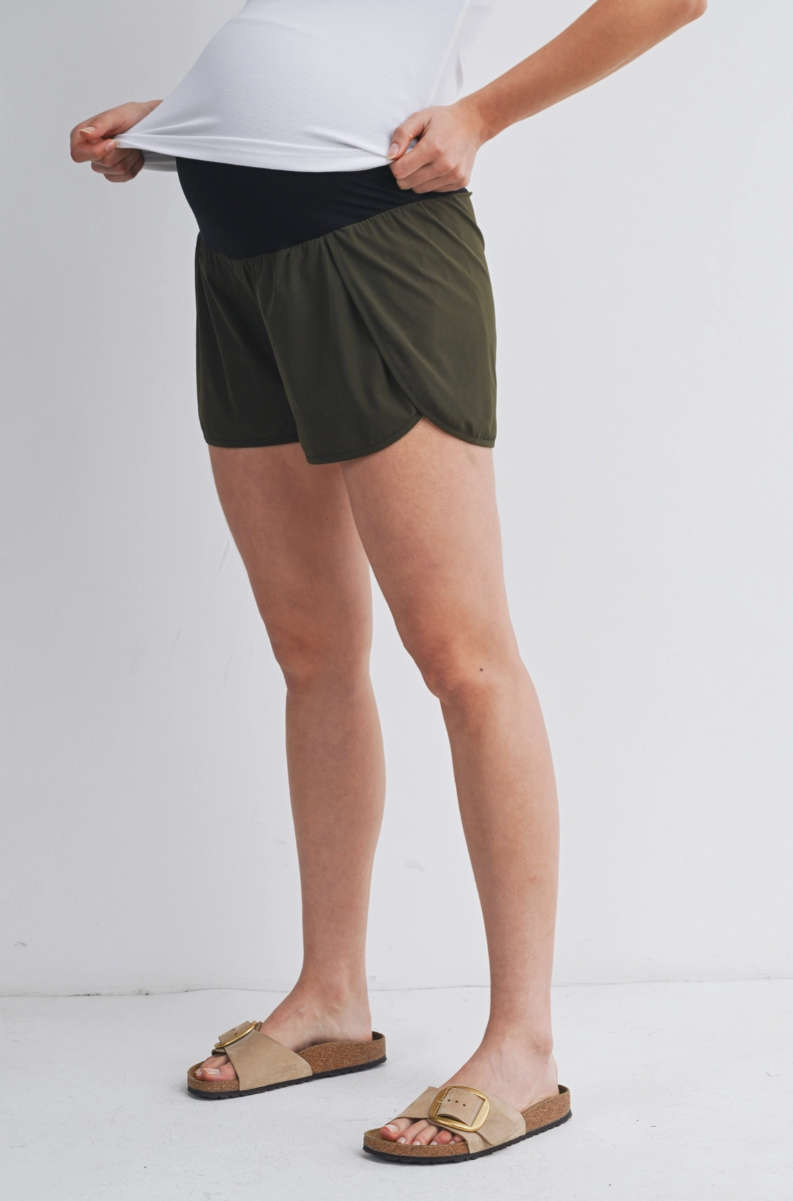 Olive Active Maternity Shorts