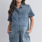 Denim Button Maternity Romper
