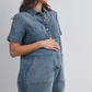 Denim Button Maternity Romper