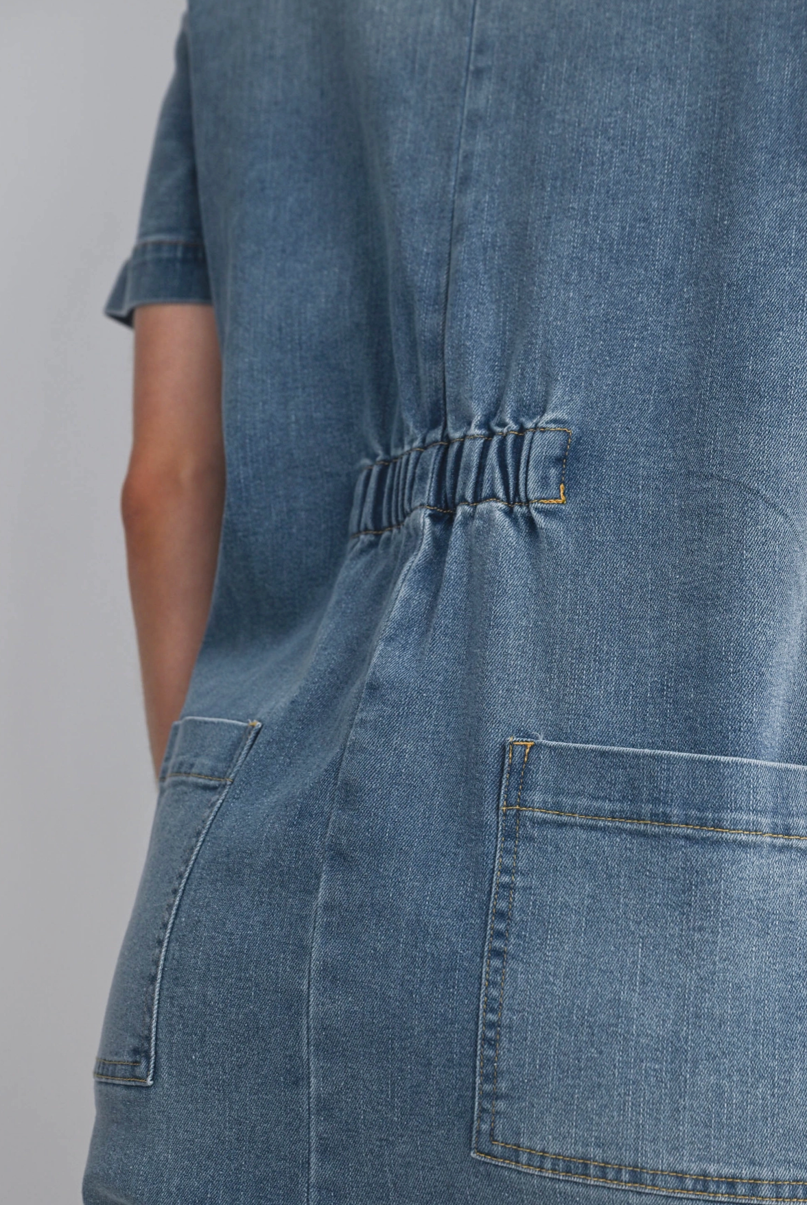 Denim Button Maternity Romper