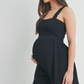 Black Smocked Ribbed Maternity Romper