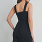 Black Smocked Ribbed Maternity Romper