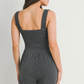 Charcoal Smocked Ribbed Maternity Romper