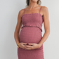 Mauve Smocked Ruffle Hem Maternity Dress