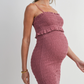 Mauve Smocked Ruffle Hem Maternity Dress