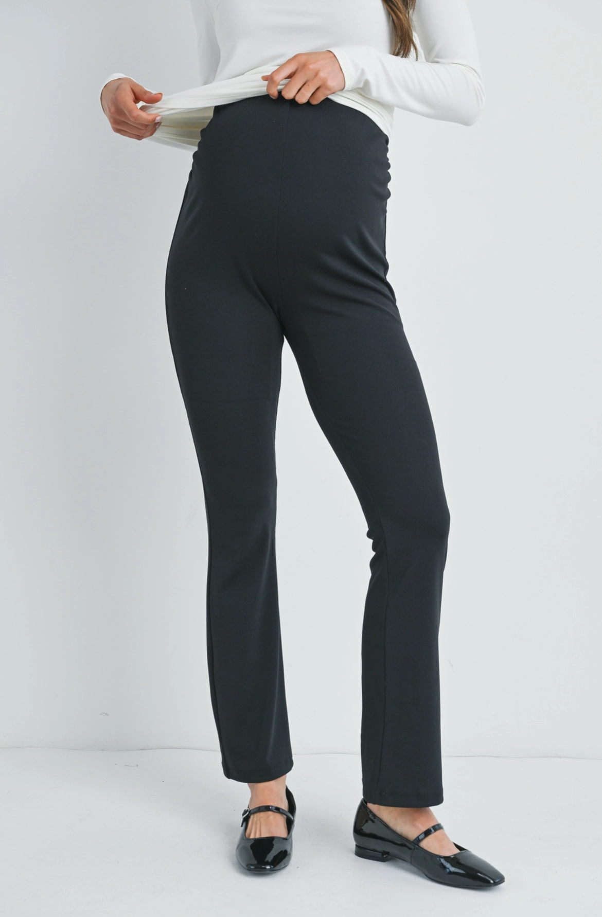 Black High Rise Maternity Flare Pant