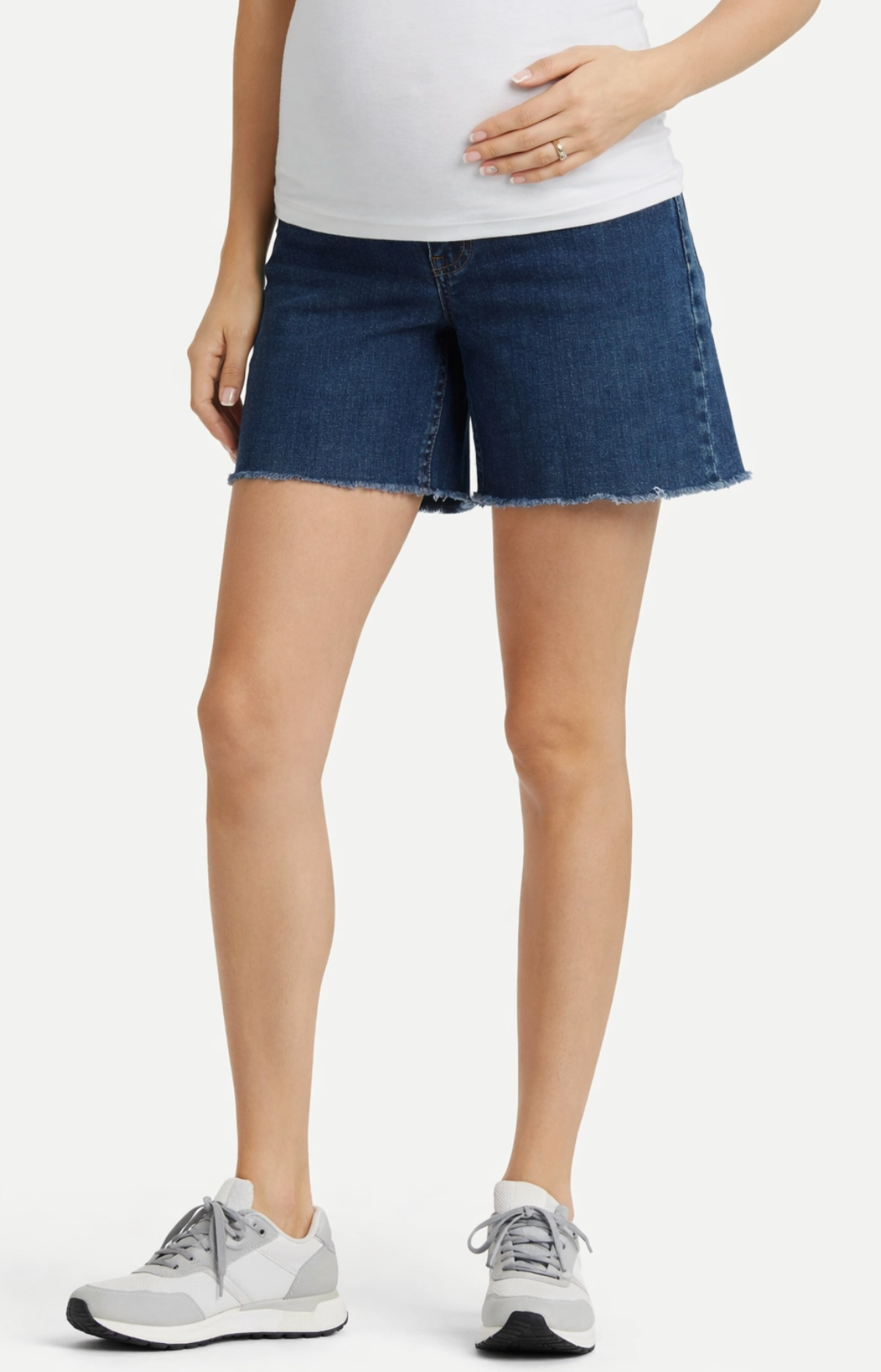 Maternity  5" Dad Jean Shorts W/ Bellyband In Levi