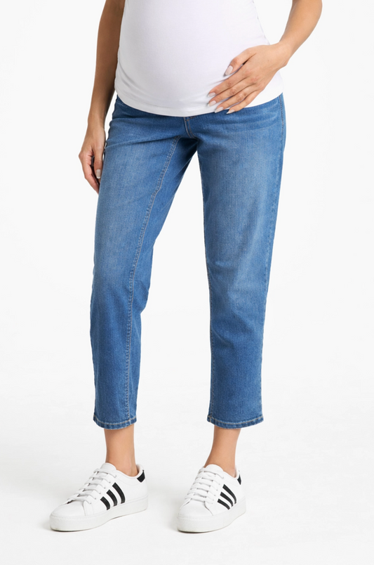 Maternity  28" Ankle Straight Leg Jean W/ Bellyband In Ace