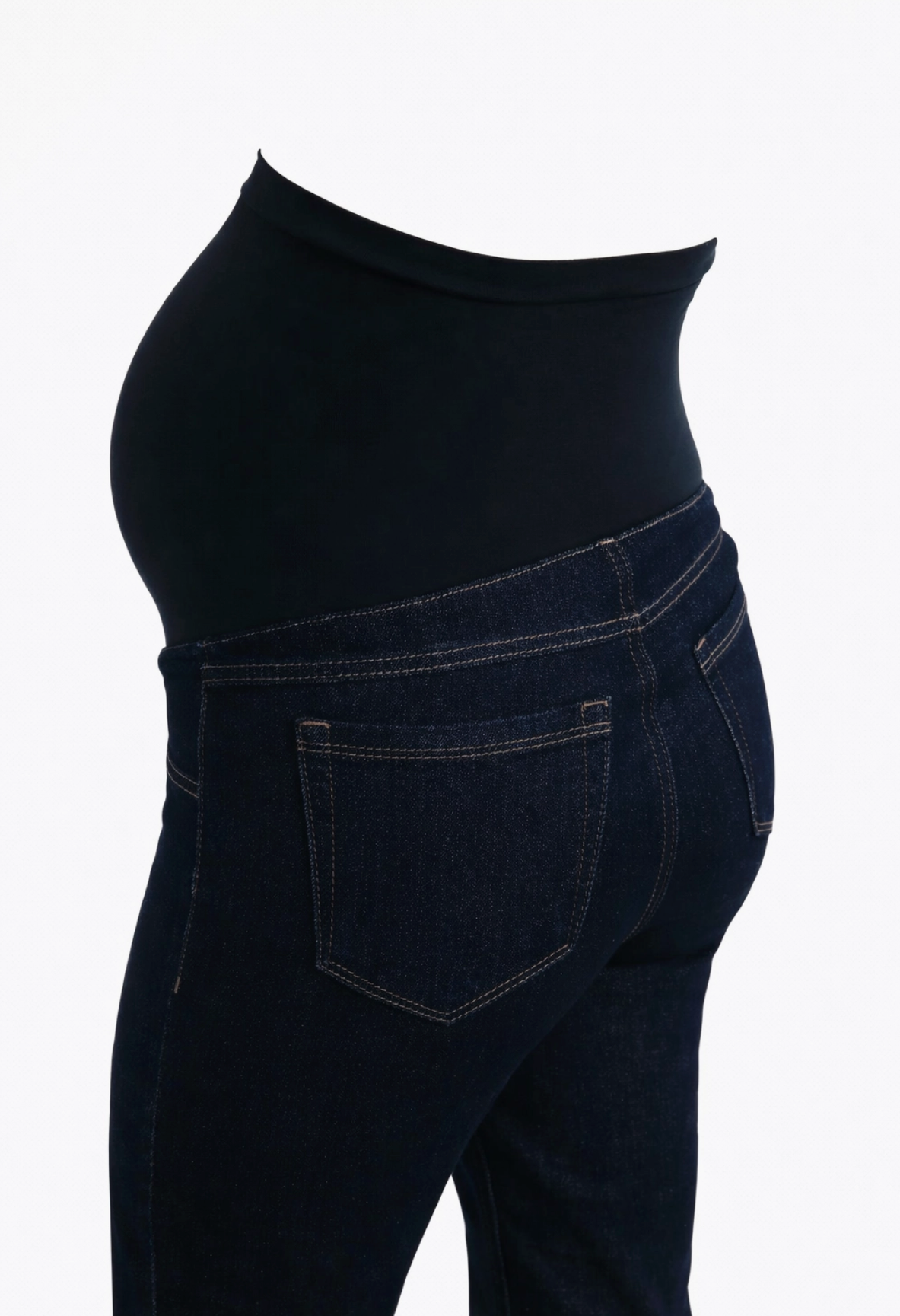 Maternity 34" Baggy Straight Leg Jean W/ Bellyband In Rinse