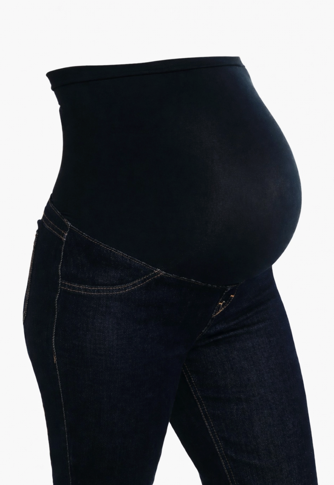Maternity 34" Baggy Straight Leg Jean W/ Bellyband In Rinse