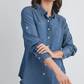 Button Down Medium Chambray Maternity Top