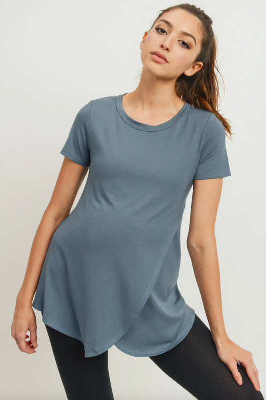 Sea Blue Tulip Hem Maternity & Nursing Tee
