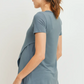 Sea Blue Tulip Hem Maternity & Nursing Tee