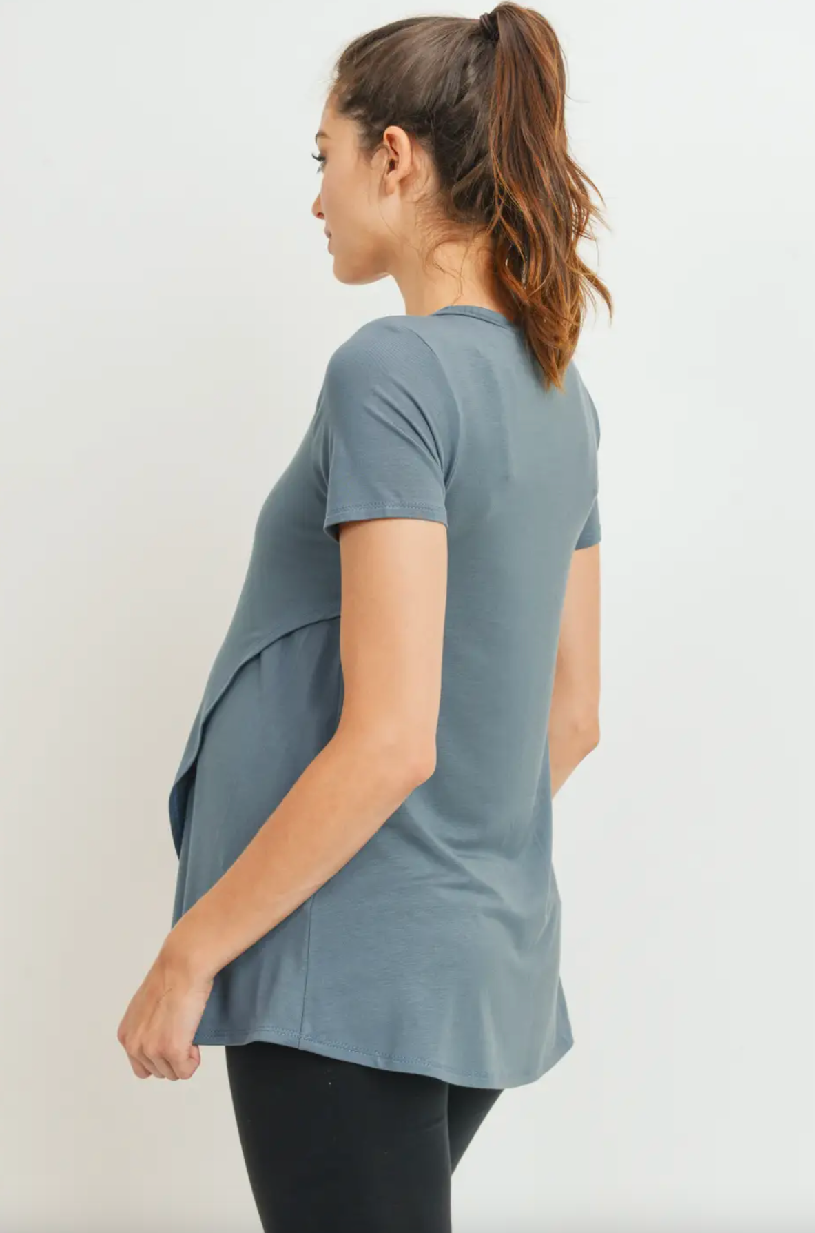 Sea Blue Tulip Hem Maternity & Nursing Tee