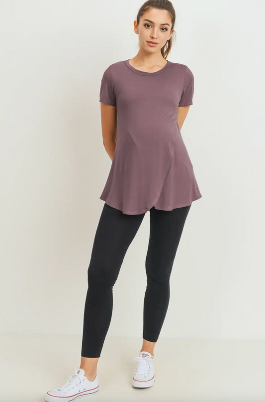 Mauve Tulip Hem Maternity & Nursing Tee
