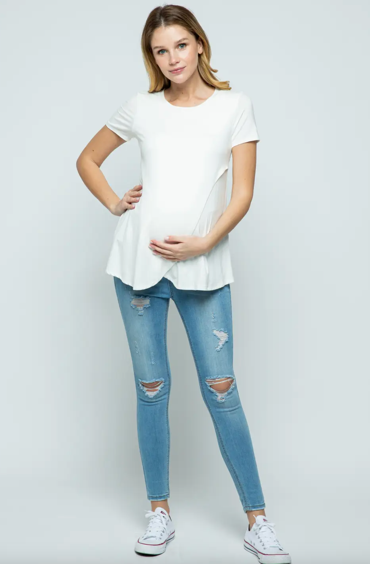 Ivory Tulip Hem Maternity & Nursing Tee