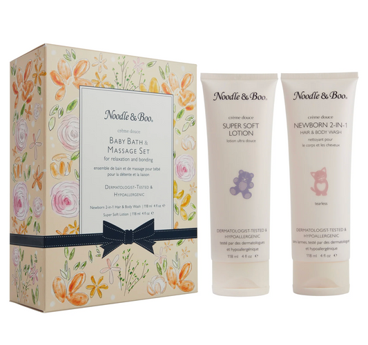 Baby Bath & Massage Gift Set - Peach Flowers