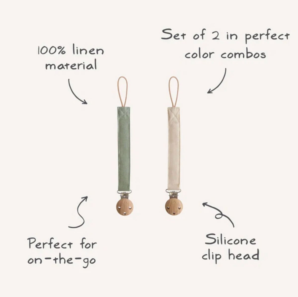 Linen Pacifier Clip - 2 Pack