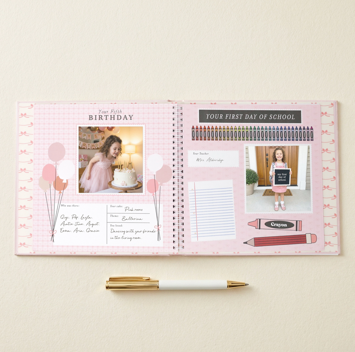 Bowkissed Blush First Year Baby Memory Book