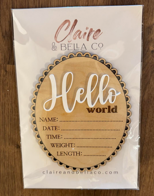 Hello World Scalloped Birth Disk