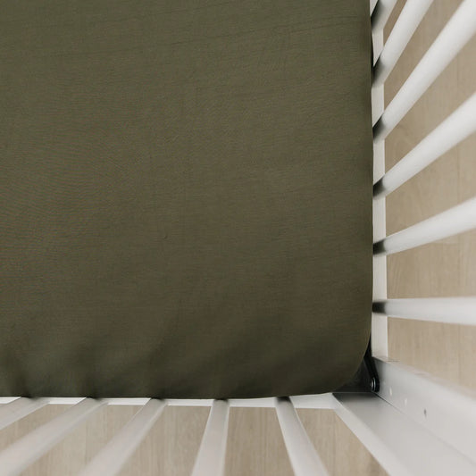 Olive Stretchy Crib Sheet