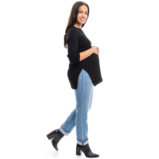 Maternity 32" to 30" Cuffed Straight Denim W/ Bellyband In Hayes