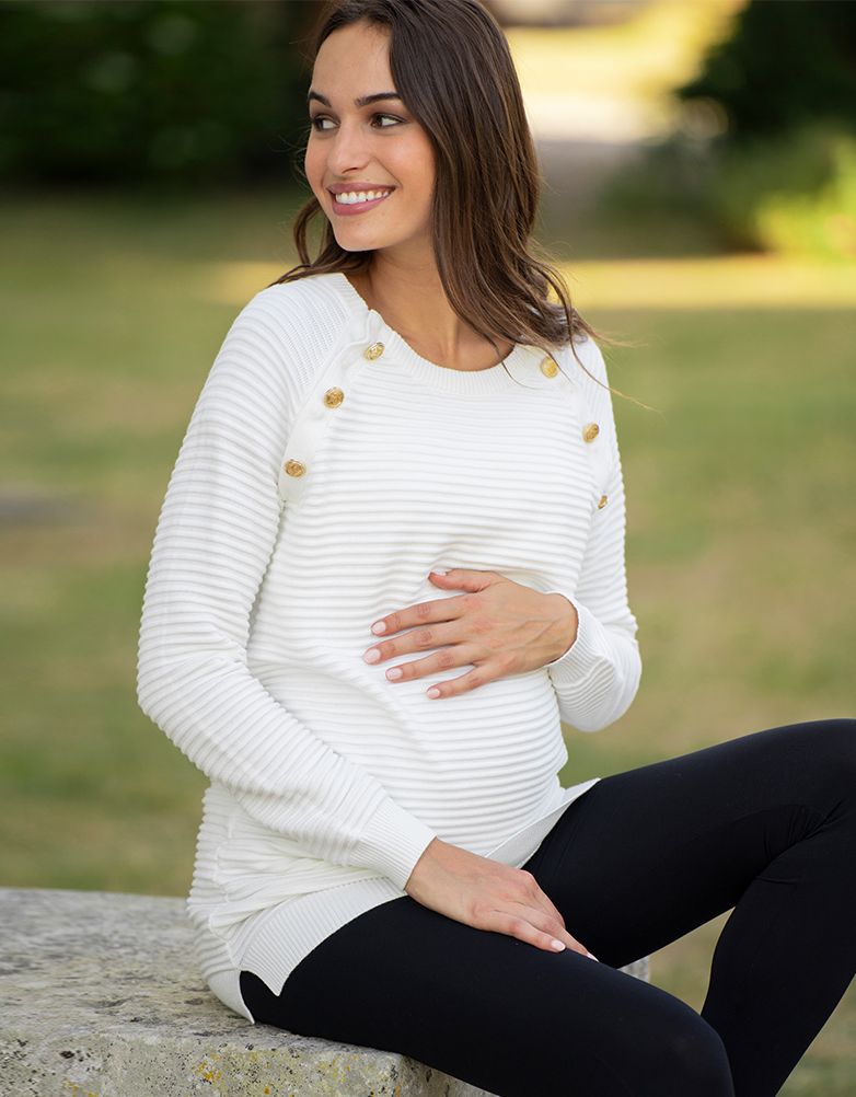 Amalia Cream Knit Maternity & Nursing Sweater