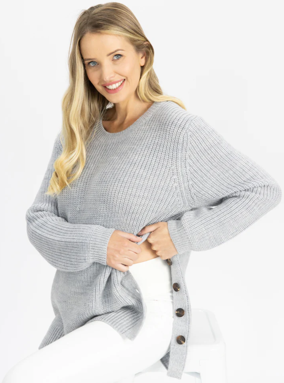 Grey Luxury Knit Nursing Sweater