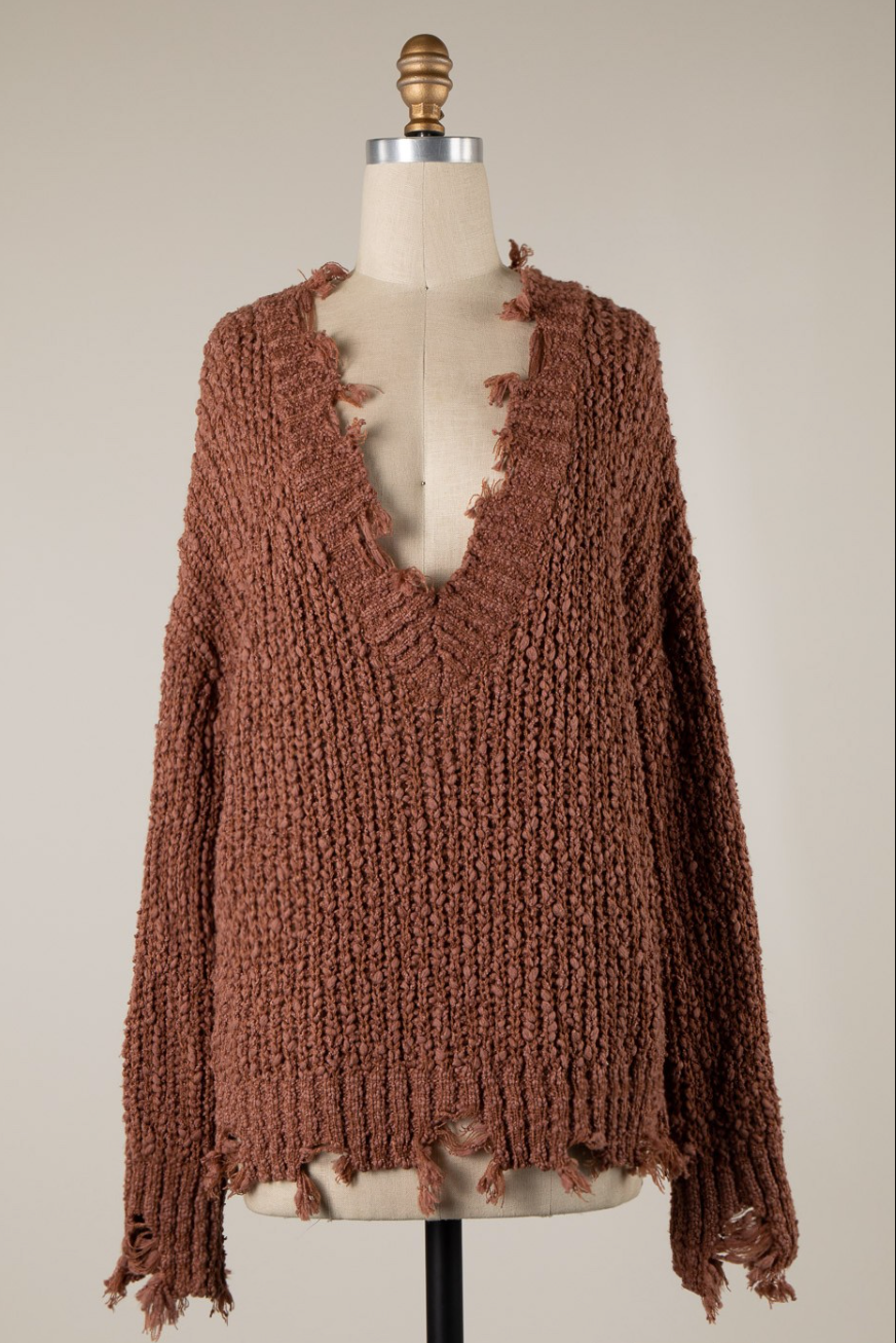 Terracotta Distressed Sweater