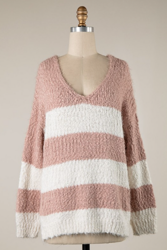 Blush Striped Sweater
