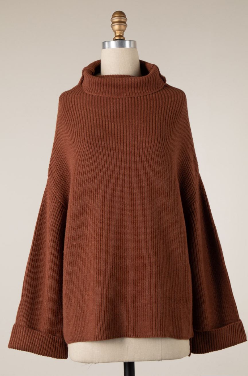 Rust Bell Sleeve Sweater