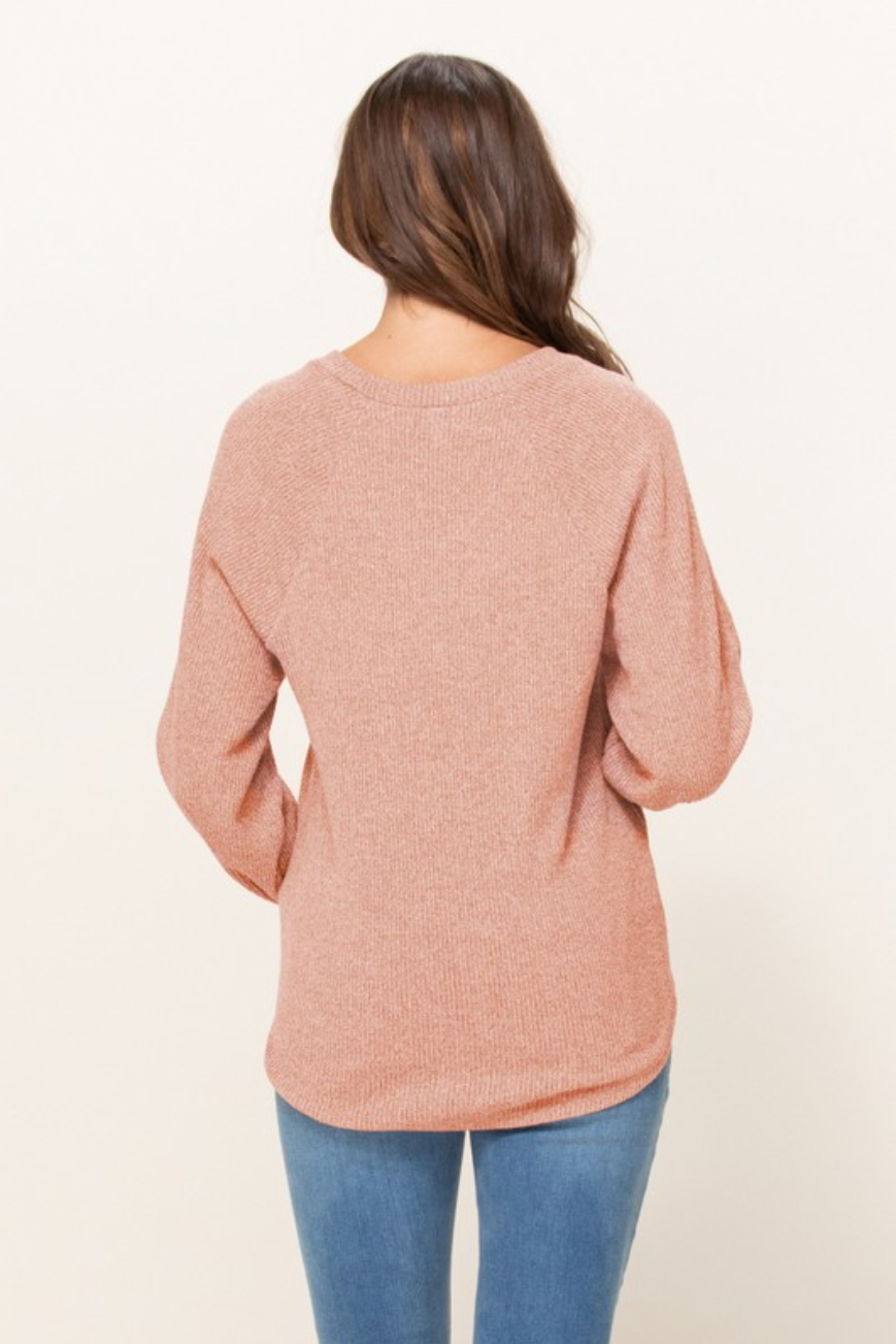 Dusty Pink Ribbed Long Sleeve Maternity Top